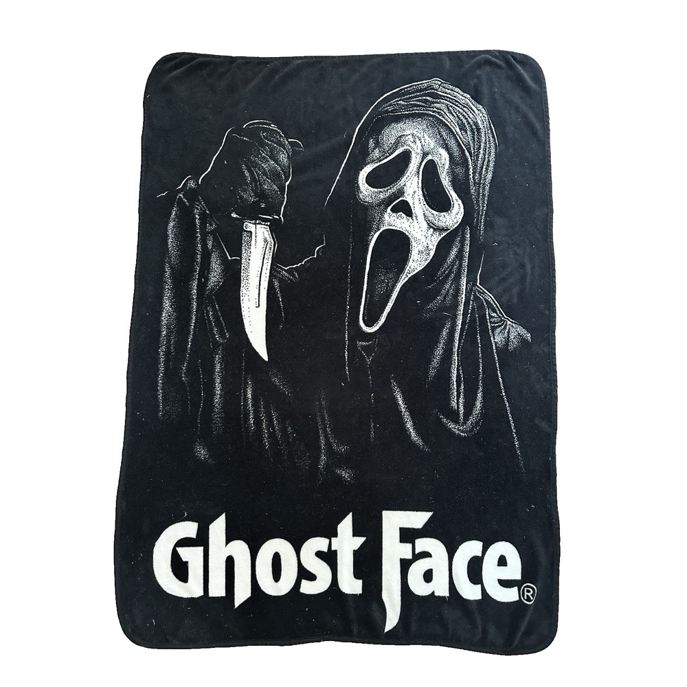 BioWorld Scream Ghost‎ Face Blanket Black White Icon of Halloween 40x60